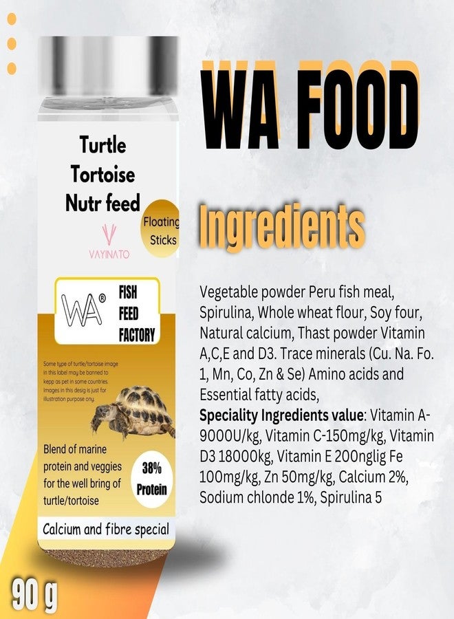 VAYINATO WA Turtle Tortoise Nutra Feed (90g), Calcium and Fibre Special | Floating Sticks | 38% Protein by Petzlifeworld - Image 3
